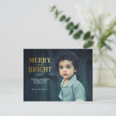 Vrolijk en helder Kerst familiekaart briefkaart (Staand voorkant)