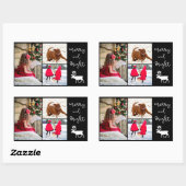 Vrolijk en helder kerst rendier en foto's toevoege rechthoekige sticker (Vel)