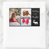 Vrolijk en helder kerst rendier en foto's toevoege rechthoekige sticker (Tas)