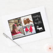 Vrolijk en helder kerst rendier en foto's toevoege rechthoekige sticker (Envelop)