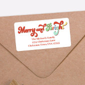 Vrolijk en helder kerst retour adres etiket