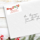 Vrolijk en helder kerst retour adres etiket