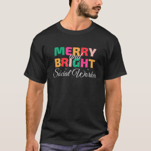 Vrolijk en helder kerst sociale werker t-shirt