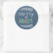 Vrolijk en helder Kerst sticker in marineblauw (Tas)