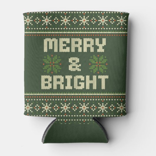 Vrolijk en helder kerst trui Nordic Knit Blikjeskoeler (Voorkant)