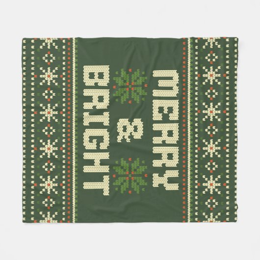 Vrolijk en helder kerst trui Nordic Knit Fleece Deken (Voorkant (Horizontaal))