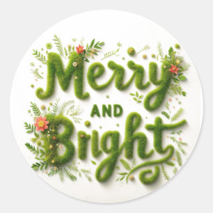 Vrolijk en helder, kerst Wenskaarten Ronde Sticker