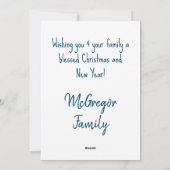 Vrolijk en helder kerstblauw script feestdagenkaart (Achterkant)