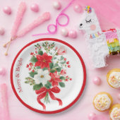 Vrolijk en helder kerstbloem boeket papieren bordje (Feest)