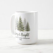 Vrolijk en helder kerstbomen Familie Keepsake Koffiemok (Voorkant links)