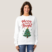 Vrolijk en helder kerstboom hoodie trui (Voorkant volledig)