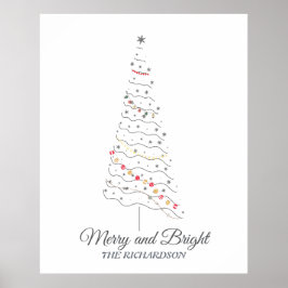 Vrolijk en helder kerstboom | Minimalistisch afdru Poster