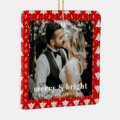 Vrolijk en helder kerstboom paar foto rood keramisch ornament (Rechts)