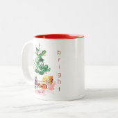 Vrolijk en helder kerstboom Waterverf Tweekleurige Koffiemok (Voorkant links)