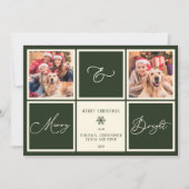 Vrolijk en helder kerstbos groen 2 foto feestdagenkaart (Voorkant)