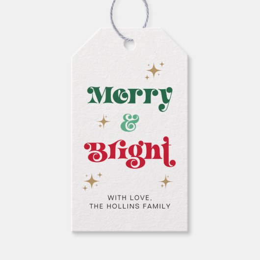 Vrolijk en helder Kerstcadeau Label Retro Vakantie Cadeaulabel (Voorkant)