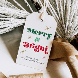 Vrolijk en helder Kerstcadeau Label Retro Vakantie Cadeaulabel