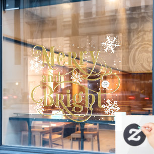 Vrolijk en helder kerstcadeau met elegant goud raamsticker