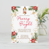 Vrolijk en helder kerstdiner feestlantaarn kaart (Staand voorkant)