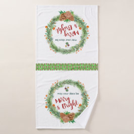 Vrolijk en helder kerstfeest bad handdoek