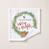Vrolijk en helder kerstfeest bad handdoek (Wasdoekje)