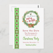 Vrolijk en helder kerstfeest Bespaar de datum Briefkaart (Voorkant / Achterkant)