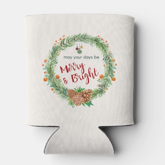 Vrolijk en helder kerstfeest blikjeskoeler (Achterkant)