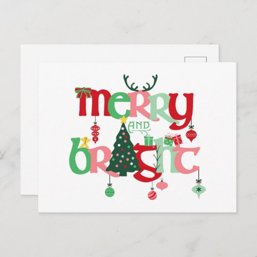 Vrolijk en helder kerstfeest briefkaart (Voorkant / Achterkant)