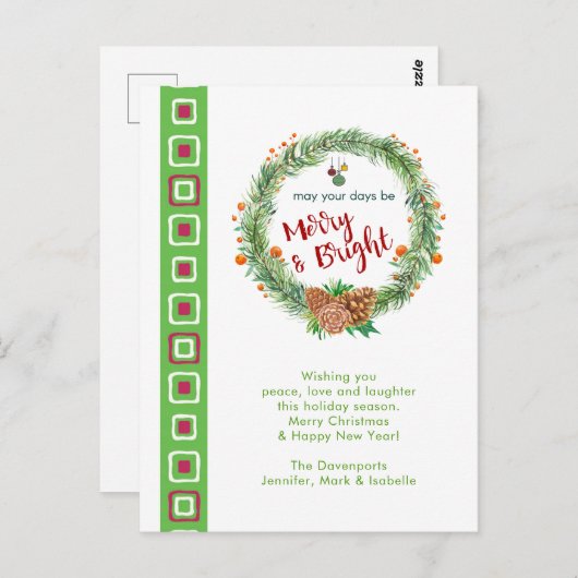 Vrolijk en helder kerstfeest briefkaart (Voorkant / Achterkant)