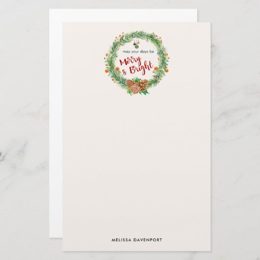 Vrolijk en helder kerstfeest briefpapier (Voorkant / Achterkant)