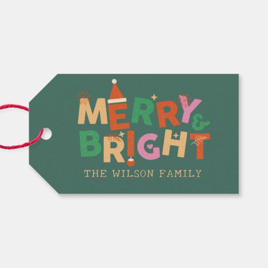 Vrolijk en helder kerstfeest cadeaulabel (Achterkant Horizontaal)