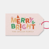 Vrolijk en helder kerstfeest cadeaulabel (Voorkant (Horizontaal))