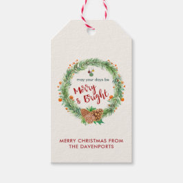 Vrolijk en helder kerstfeest cadeaulabel