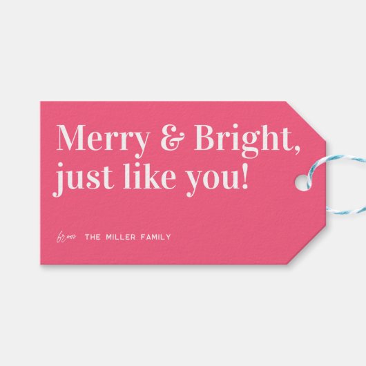 Vrolijk en helder kerstfeest cadeaulabel (Voorkant (Horizontaal))