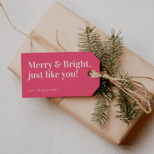 Vrolijk en helder kerstfeest cadeaulabel