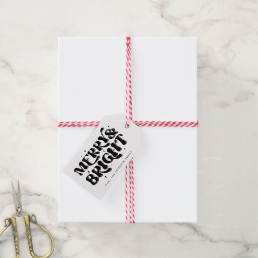 Vrolijk en helder kerstfeest cadeaulabel (Met Touw)