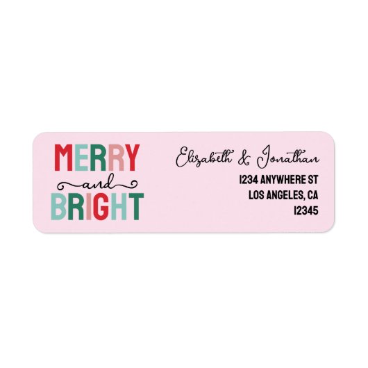 Vrolijk en helder kerstfeest etiket (Voorkant)