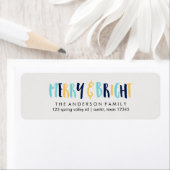 Vrolijk en helder kerstfeest etiket (Insitu)