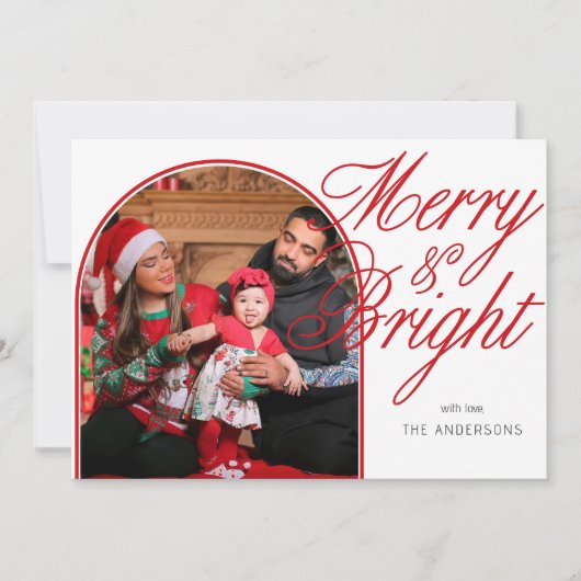 Vrolijk en helder kerstfeest Familiefoto Feestdagenkaart (Voorkant)