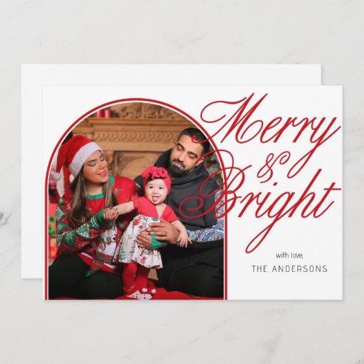 Vrolijk en helder kerstfeest Familiefoto Feestdagenkaart (Voorkant / Achterkant)