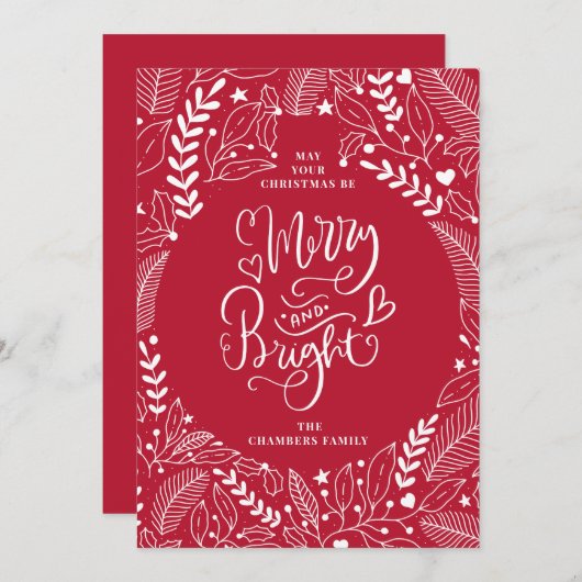 Vrolijk en helder kerstfeest feestdagenkaart (Voorkant / Achterkant)