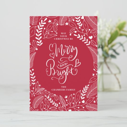 Vrolijk en helder kerstfeest feestdagenkaart (Staand voorkant)