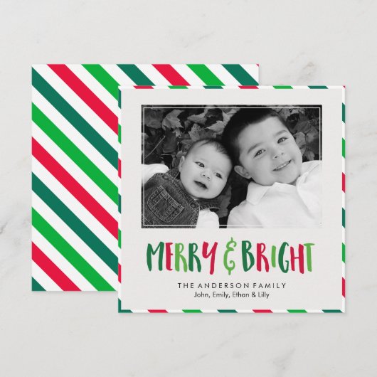 Vrolijk en helder kerstfeest feestdagenkaart (Voorkant / Achterkant)