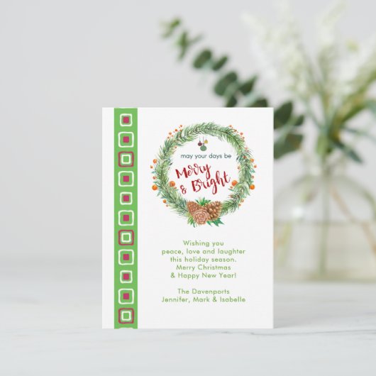 Vrolijk en helder kerstfeest feestdagenkaart (Staand voorkant)