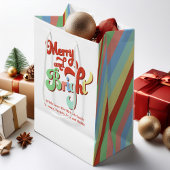 Vrolijk en helder kerstfeest gepersonaliseerd medium cadeauzakje