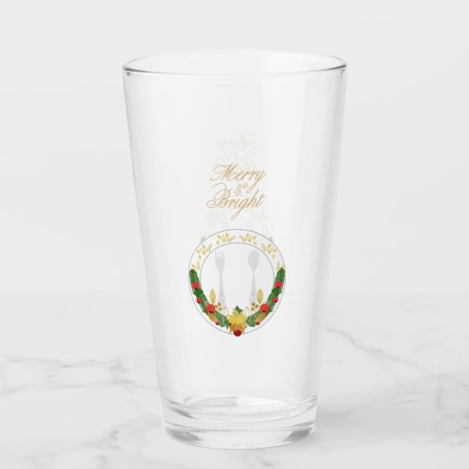 Vrolijk en helder kerstfeest glas (Achterkant)