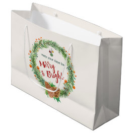Vrolijk en helder kerstfeest groot cadeauzakje