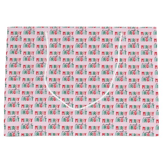 Vrolijk en helder kerstfeest groot cadeauzakje (Voorkant)