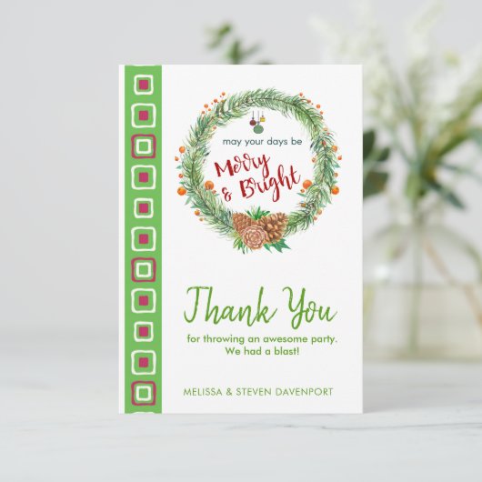 Vrolijk en helder kerstfeest Hartelijk dank Bedankkaart (Staand voorkant)