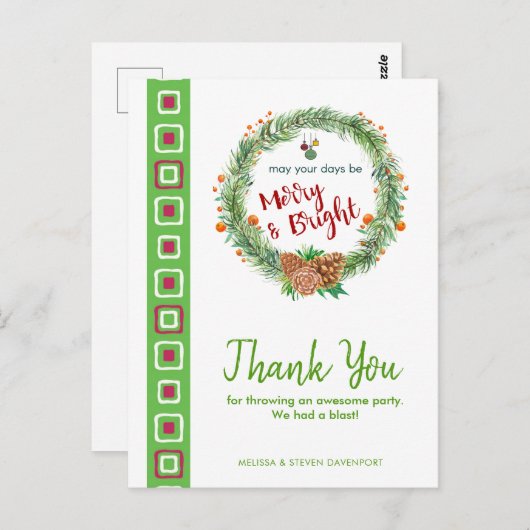 Vrolijk en helder kerstfeest Hartelijk dank Briefkaart (Voorkant / Achterkant)